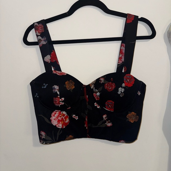 Tops - Floral Black Corsette Top